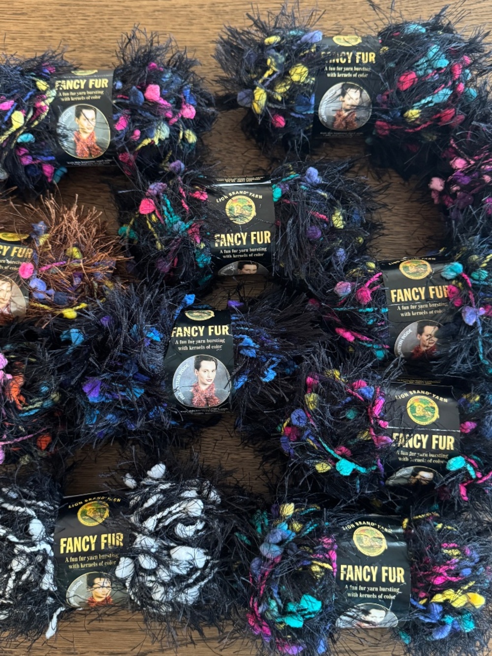 Lion Brand Yarn Fancy Fur Mix Color Lot of 11 Skeins NEW